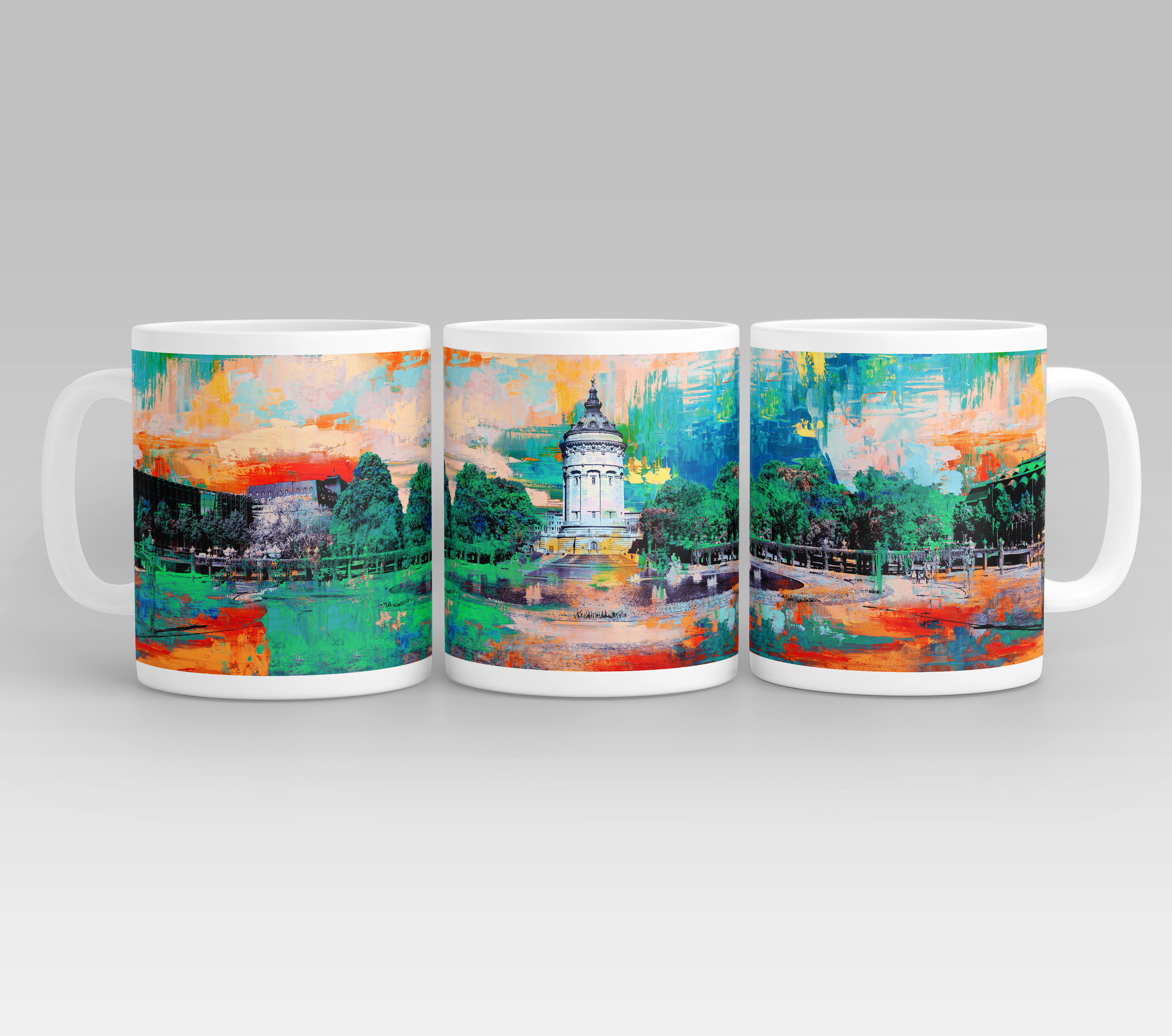 Tassen Mannheim 3er Set - Panorama Druck