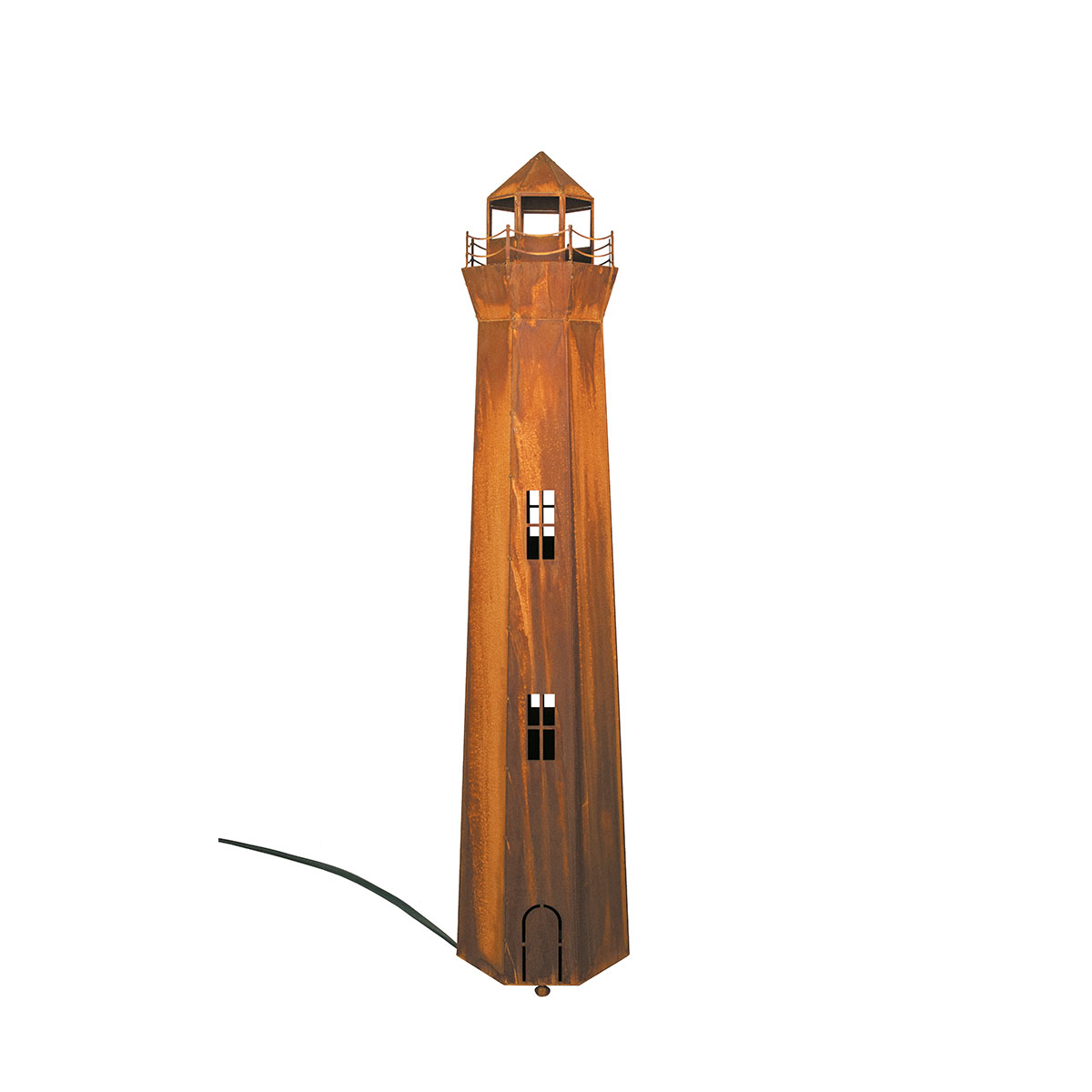 Edelrost Leuchtturm mit Beleuchtungssatz