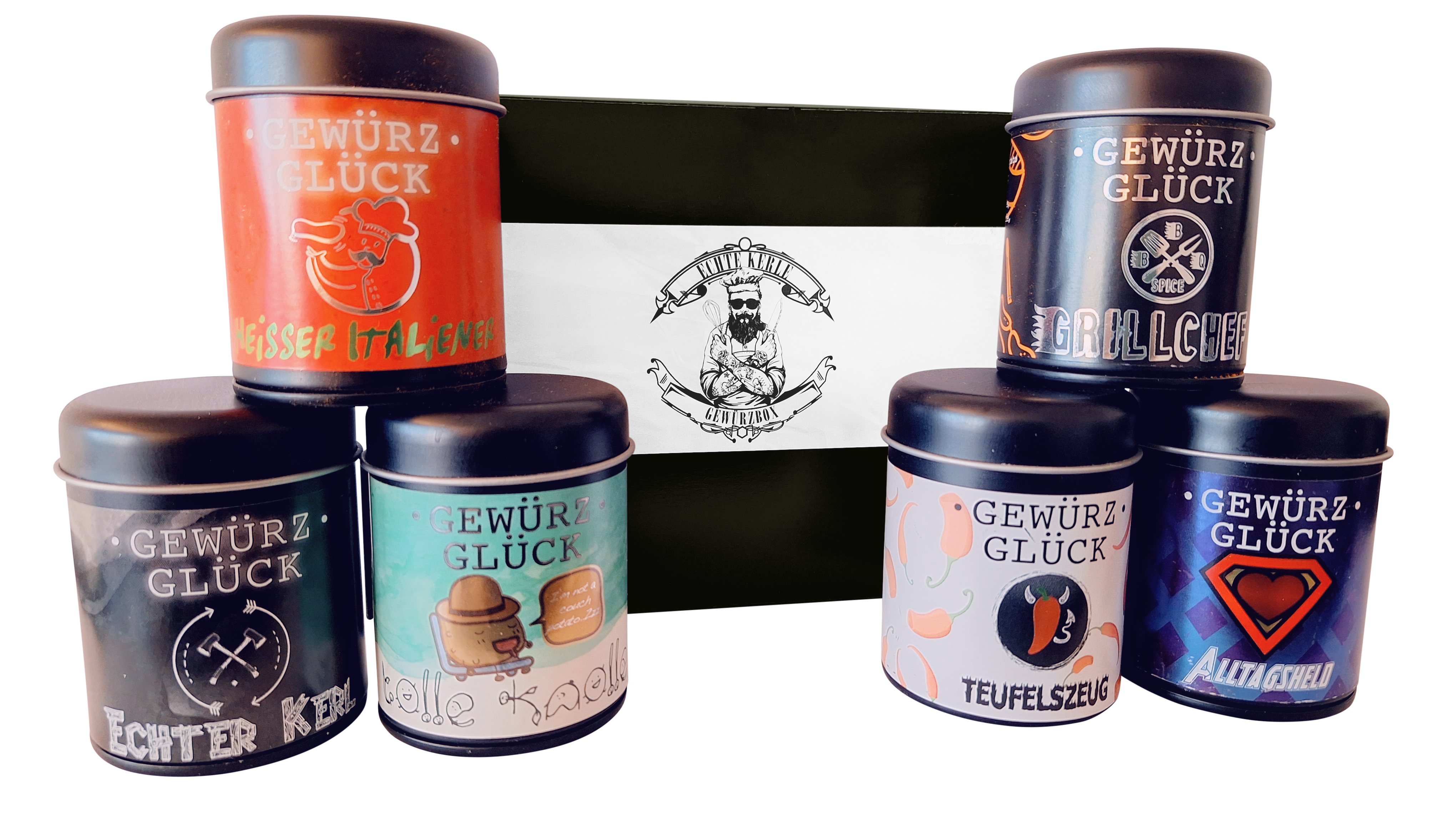 Geschenk-Gewürzbox "Echte Kerle" Geschenk-Gewürzbox "Echte Kerle"